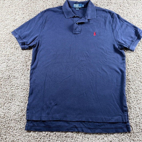 Polo Ralph Lauren Mens Navy Blue Short Sleeve Cotton Shirt Medium preppy golf - Picture 4 of 9